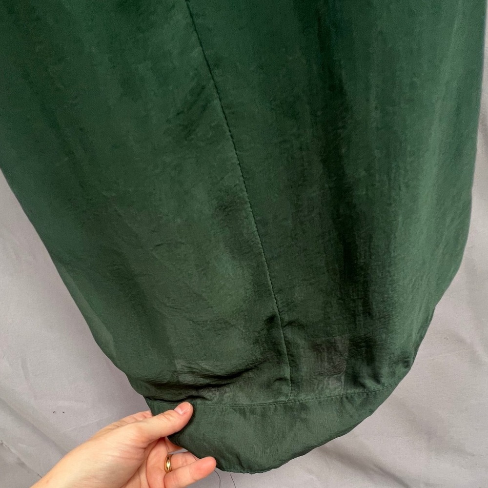 Stella‎ Mccartney Emerald Green Dress V Neck Short Sleeve Pleated Cocktail Midi - Picture 7 of 9